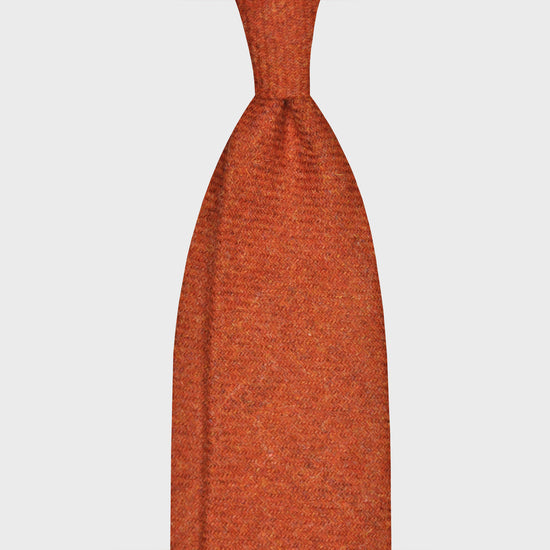 F.Marino Tweed Tie 3 Folds Lobster Orange-Wools Boutique Uomo