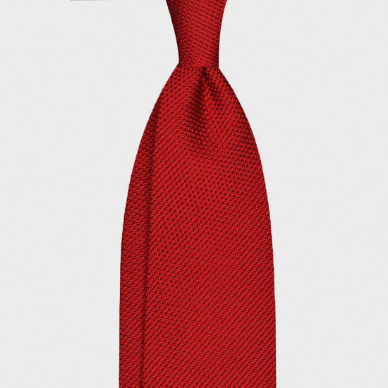 F.Marino Handmade Grenadine Silk Tie 3-Fold Red-Wools Boutique Uomo