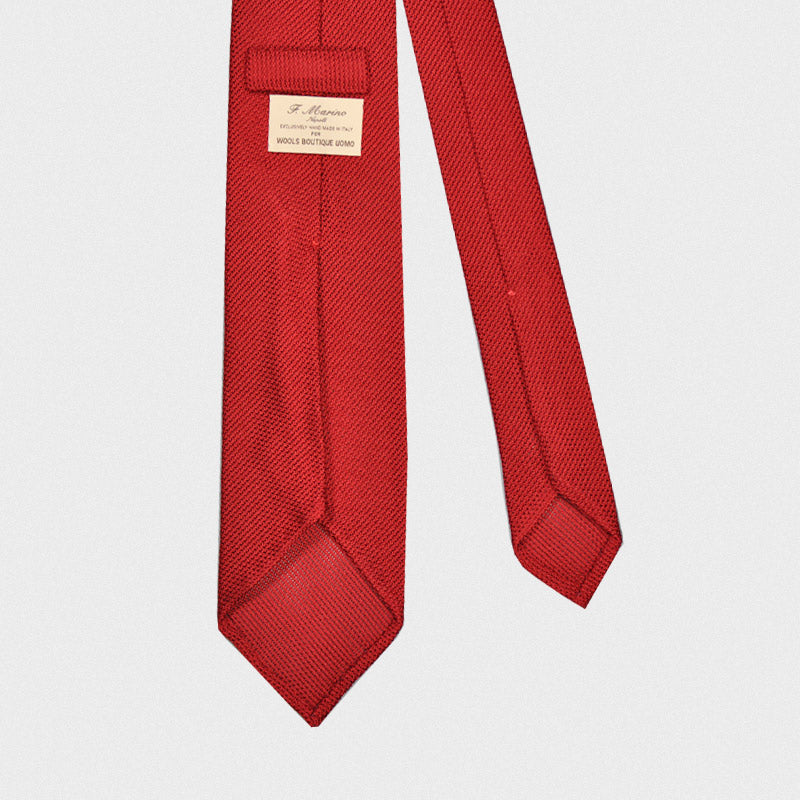 F.Marino Handmade Grenadine Silk Tie 3-Fold Red-Wools Boutique Uomo