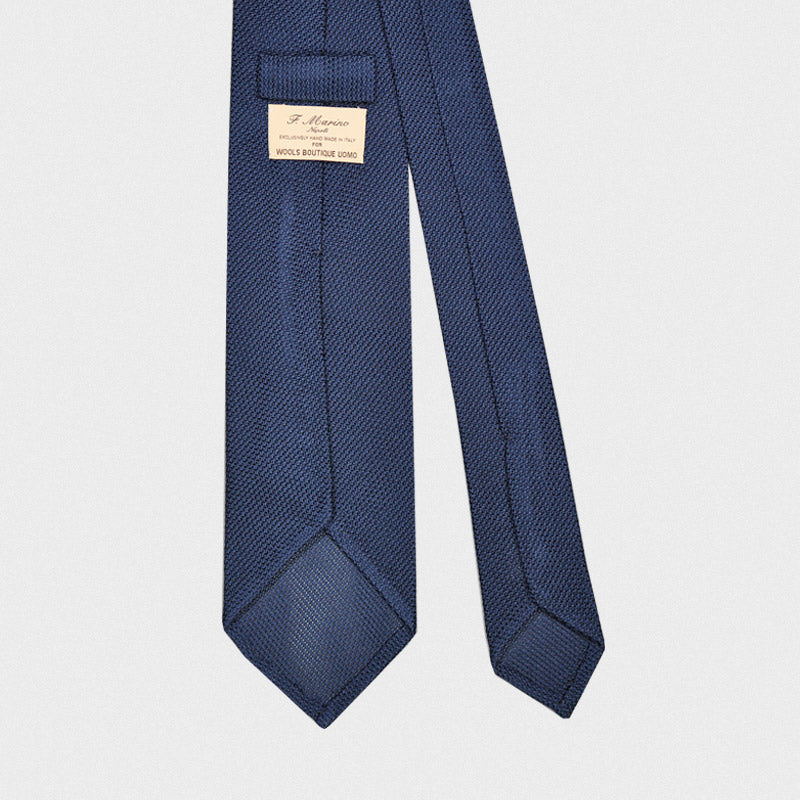 F.Marino Handmade Grenadine Silk Tie 3 Folds Prussian Blue-Wools Boutique Uomo