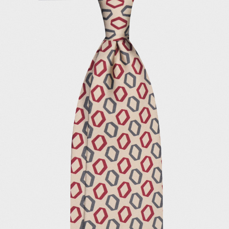 F.Marino Handmade 7-Folds Silk Tie Ivory Vintage 60s-Wools Boutique Uomo