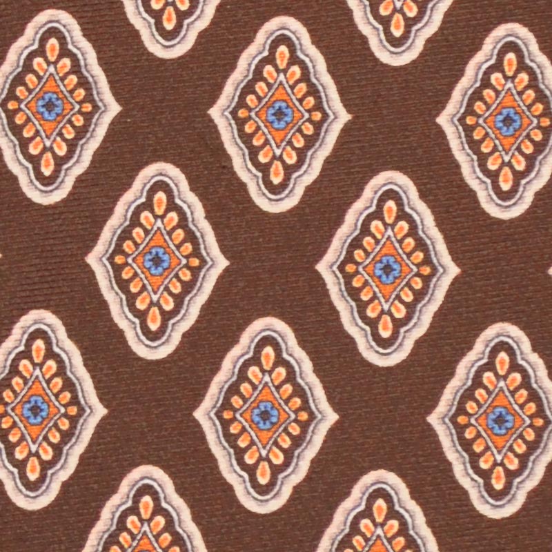F.Marino Handmade 7 Folds Silk Tie Diamonds Brown-Wools Boutique Uomo