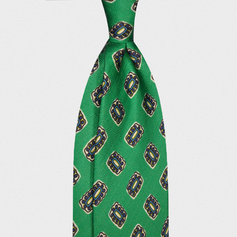 F.Marino Handmade Tie Silk Linen Emerald Green-Wools Boutique Uomo