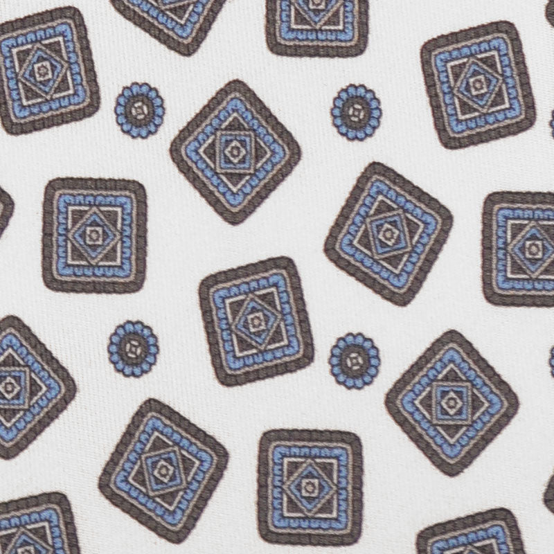 F.Marino Handmade 3 Folds Silk Tie Medallions White-Wools Boutique Uomo