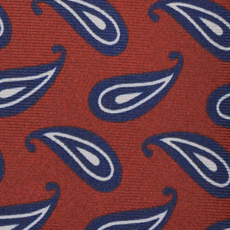 F.Marino Handmade Silk Tie 3-Fold Paisley Bordò-Wools Boutique Uomo