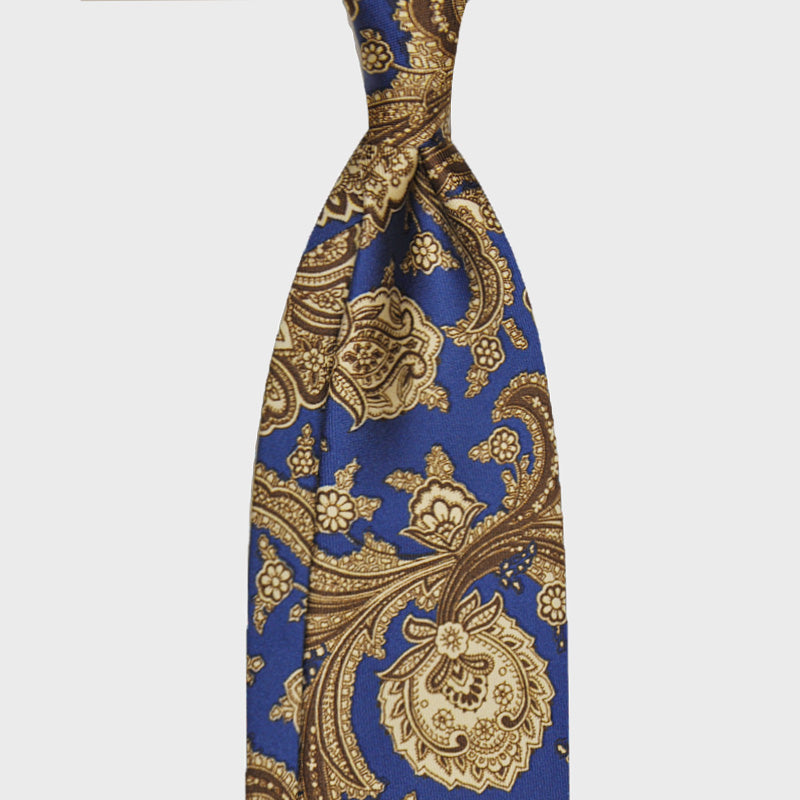 F.Marino Handmade Silk Tie 3-Fold Liberty | Persian Blue-Wools Boutique Uomo