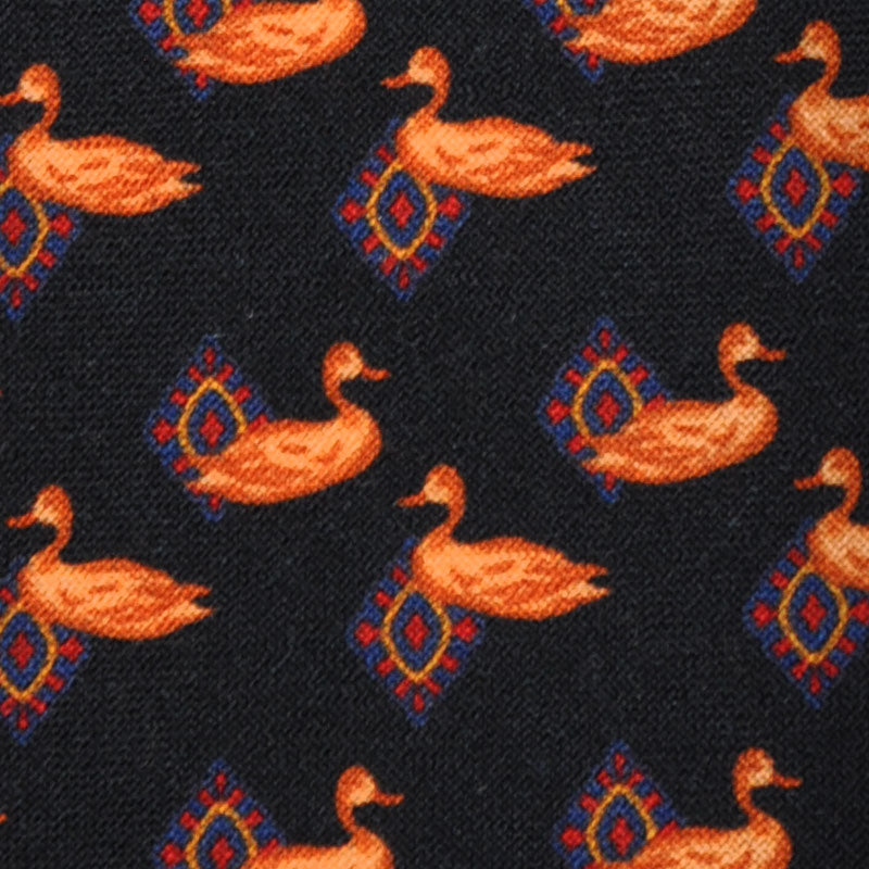 F.Marino Handmade Wool Tie 3-Fold Black Duck-Wools Boutique Uomo