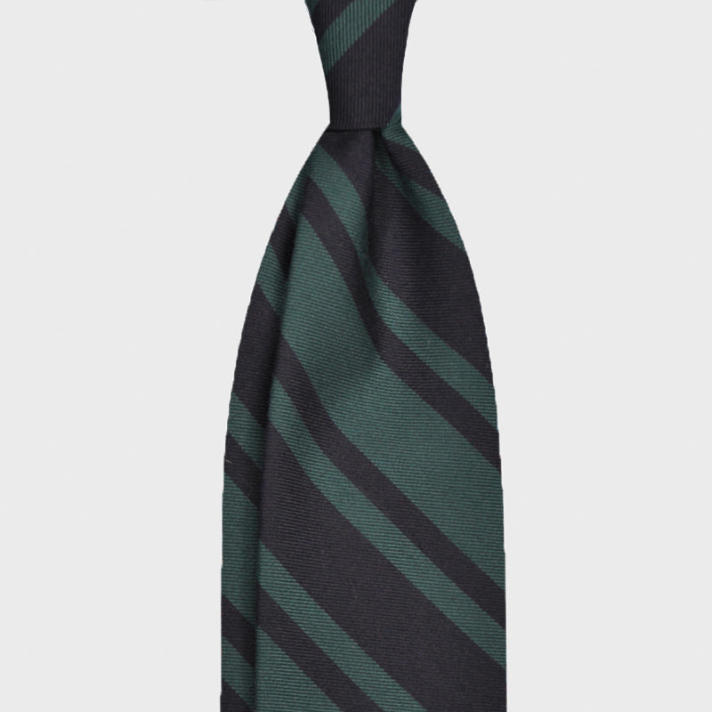F.Marino Unlined Regimental Wool Tie Green-Wools Boutique Uomo