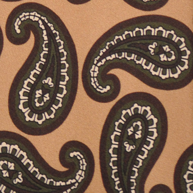 F.Marino Silk Tie 3 Folds Paisley Sand Brown-Wools Boutique Uomo