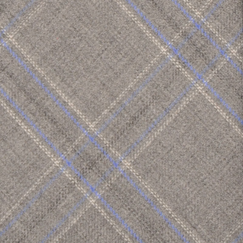 F.Marino Handmade Wool Tie 3 Folds Prince of Wales Cloud Grey-Wools Boutique Uomo