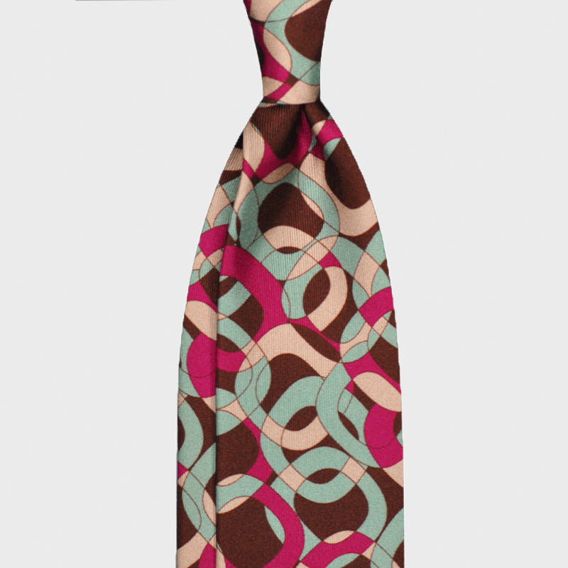F.Marino Silk Tie Handmade 3 Folds Chain-Wools Boutique Uomo