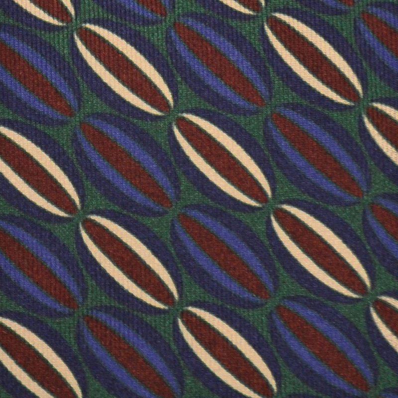 F.Marino Silk Tie 3 Folds Fantasy Pattern Green-Wools Boutique Uomo