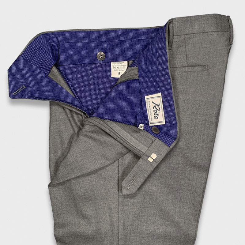 Rota Men's Trousers Wool 150's Smoke Grey-Wools Boutique Uomo