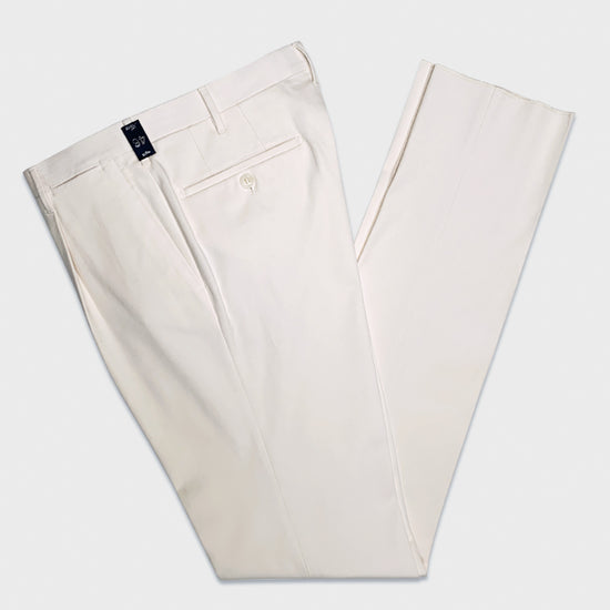 Rota Men's Cotton Twill Trousers White-Wools Boutique Uomo