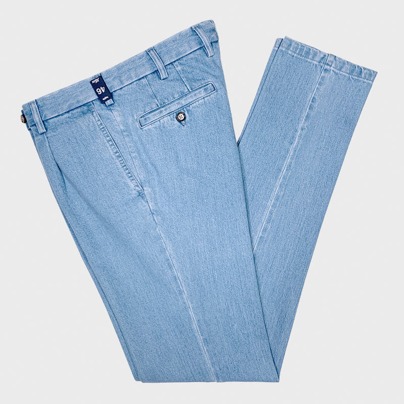 Rota Men's Trousers Jeans Kurabo Single Pleats Light Blue-Wools Boutique Uomo