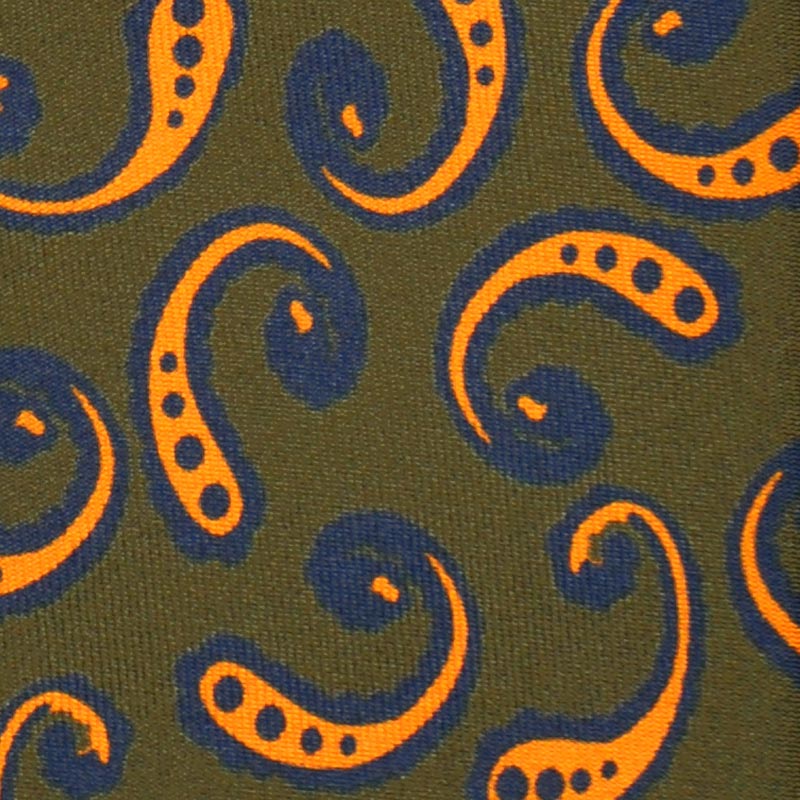 F.Marino Handmade Silk Tie 3-Fold Fantasy Blue Army Green-Wools Boutique Uomo