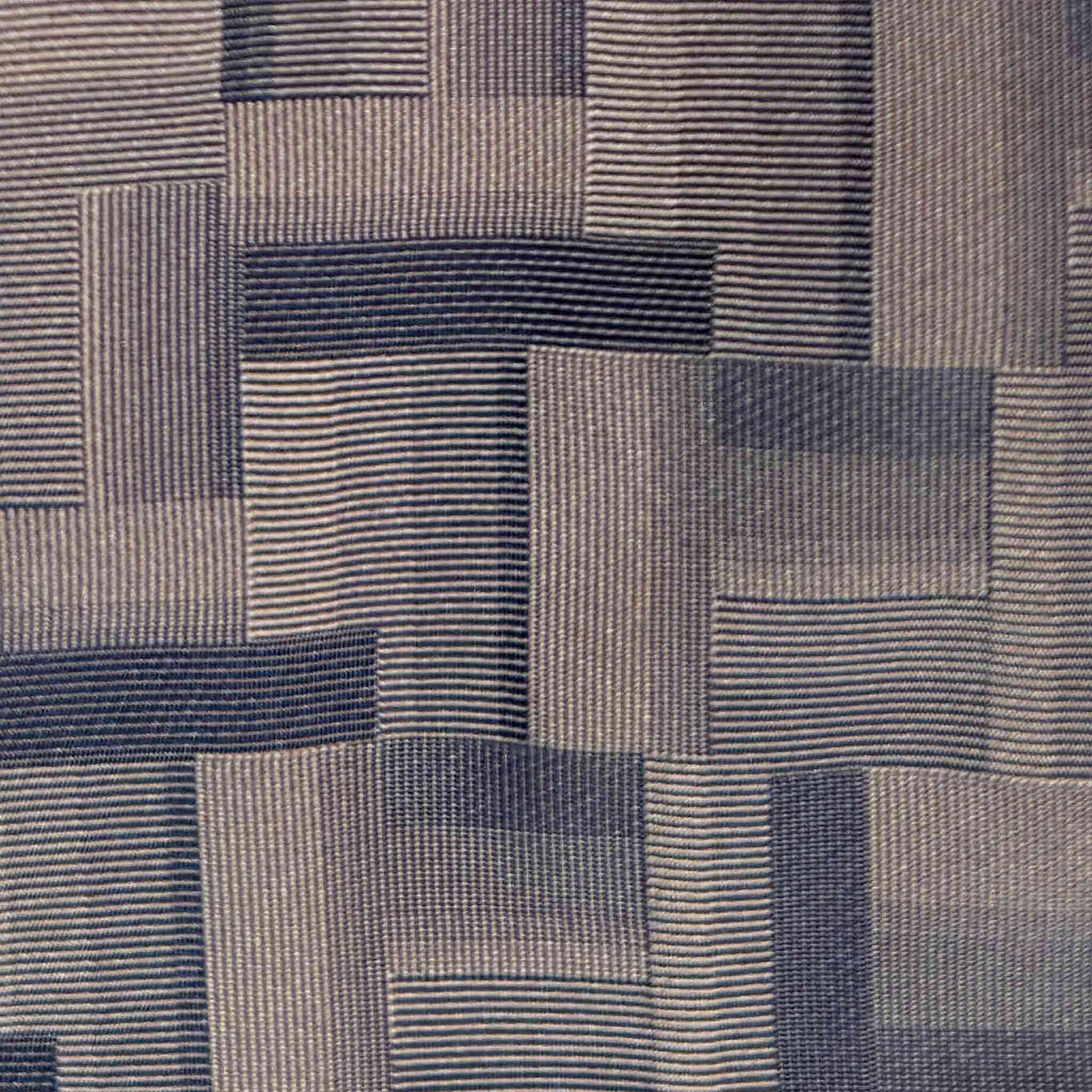 Champagne Beige Silk Tie Geometry Patchwork Pattern Navy.