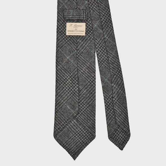 F.Marino Prince of Wales Flannel Wool Tie 3 Folds Anthracite Grey
