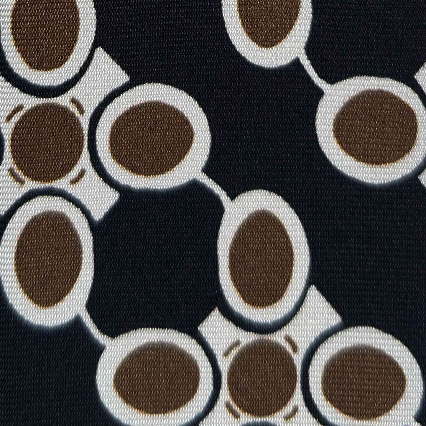 Details of Black Silk Tie Art Deco Atomic Pattern 50s Industrial Design.