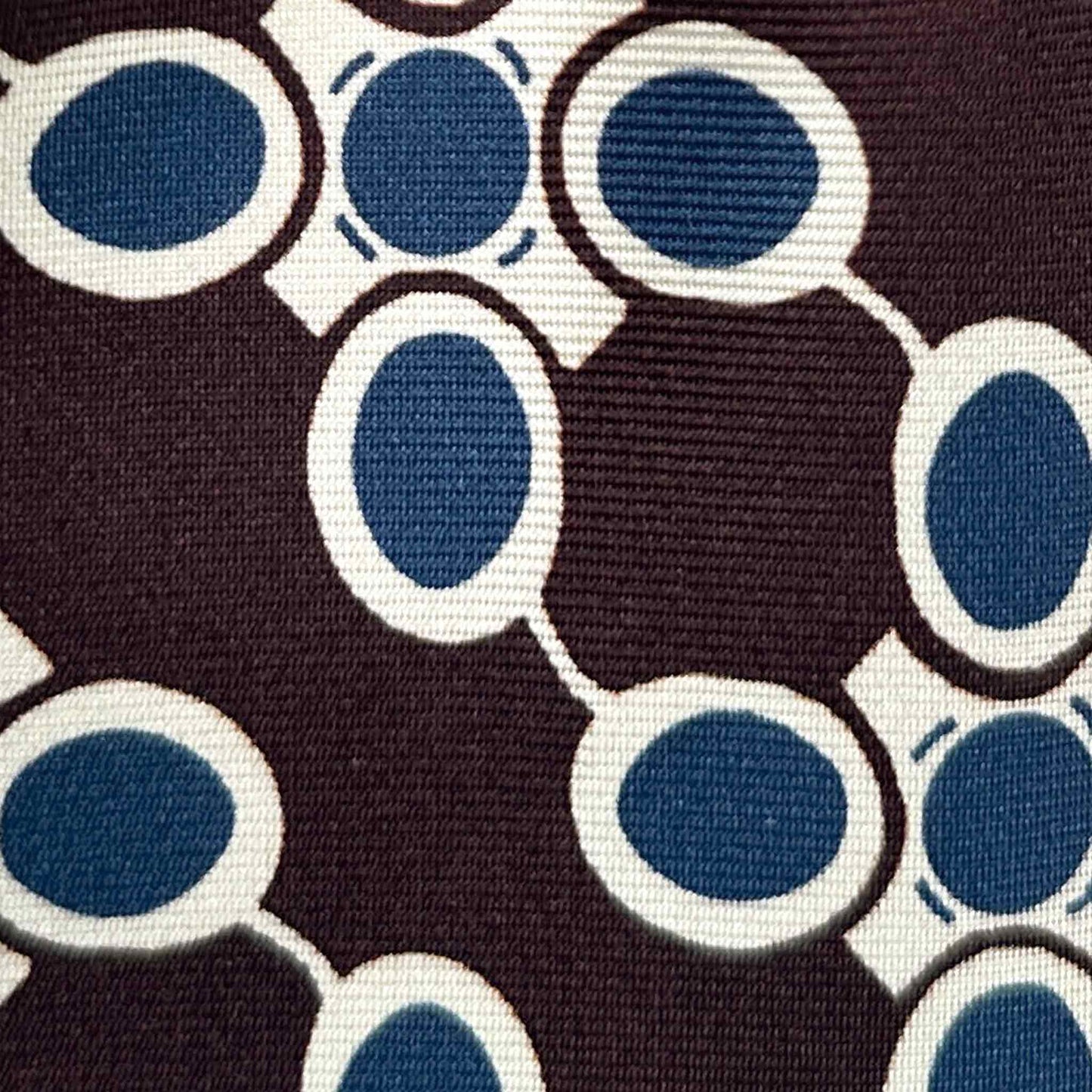 Details of Coffee Brown Silk Tie Art Deco Atomic Pattern 50s Industrial Design.