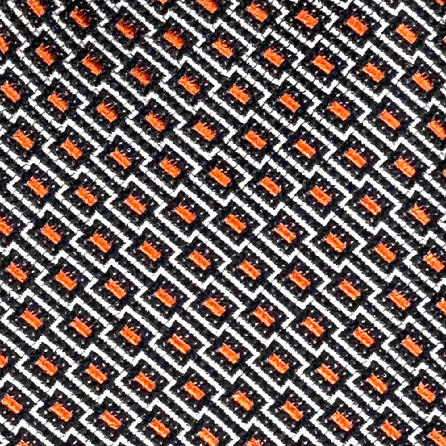 Detail of Orange Silk Tie Art Deco Geometric Best Men’s Store Geneva. 