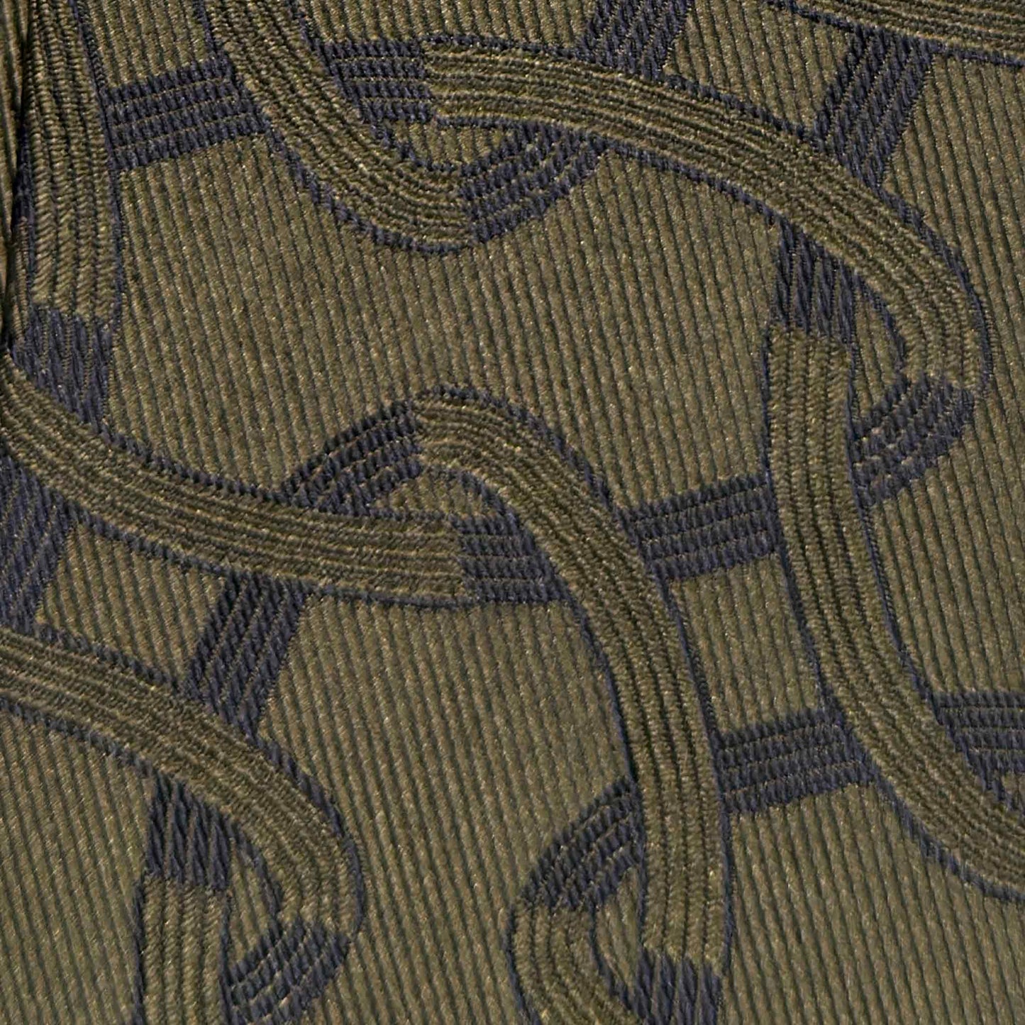 Art Déco oval chain pattern silk tie loden green detail