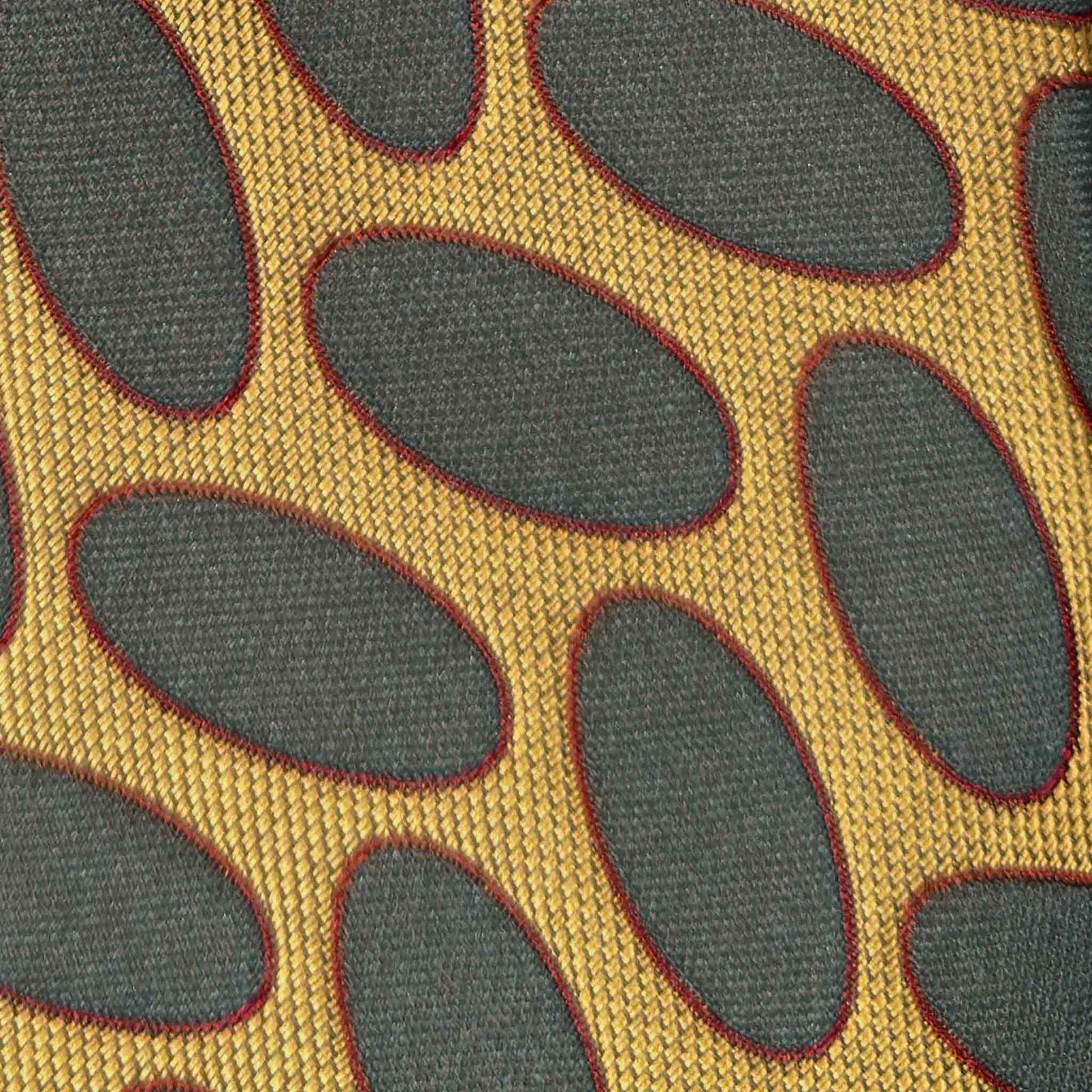 Detail of Art Déco Silk Tie with Oval Pattern in Gold Yellow