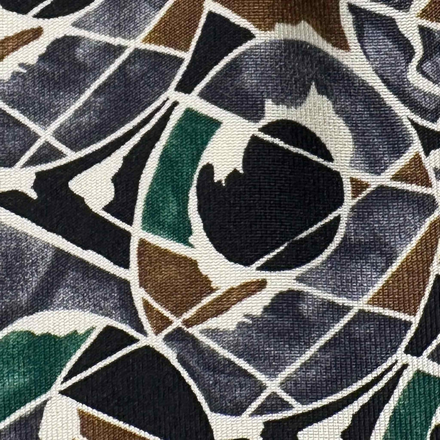 Details Black Bronze Green Silk Tie Artistic Tribal Geometry Design.