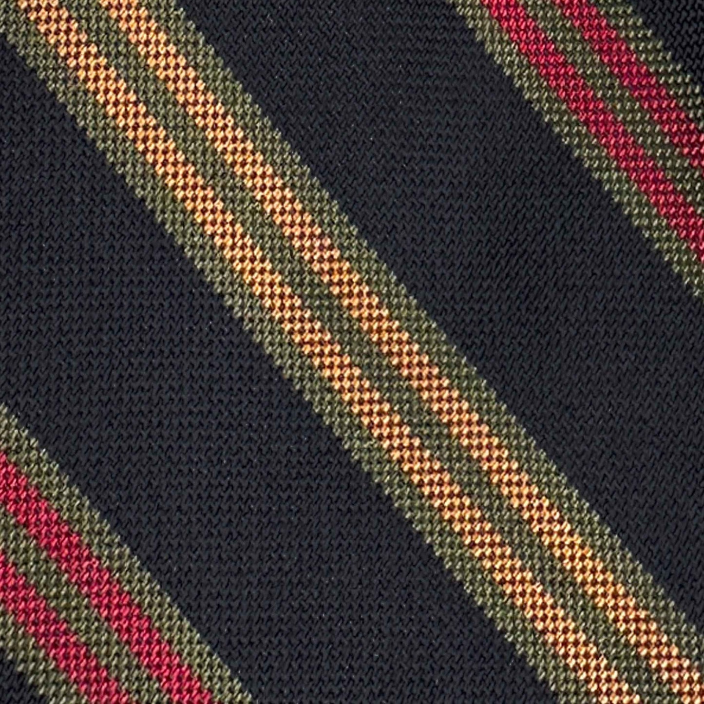 Detail of black silk tie panama weave texture striped pattern Wools Boutique Uomo ties