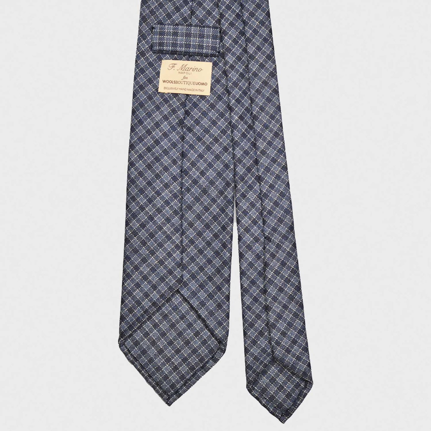 Denim Blue Micro Checked Tie Holland&Sherry Wool