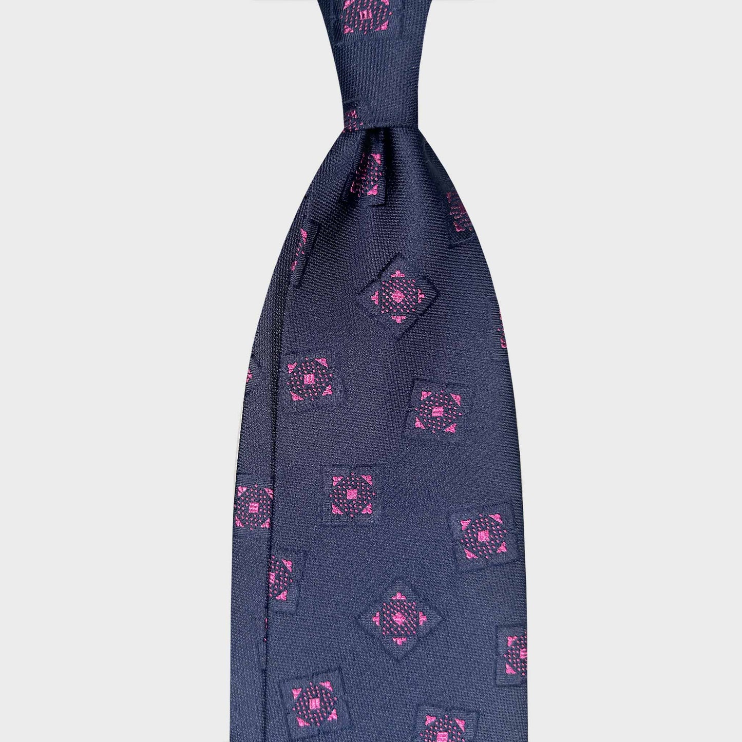 luxury tie shop Geneva navy silk tie pink diamond texture
