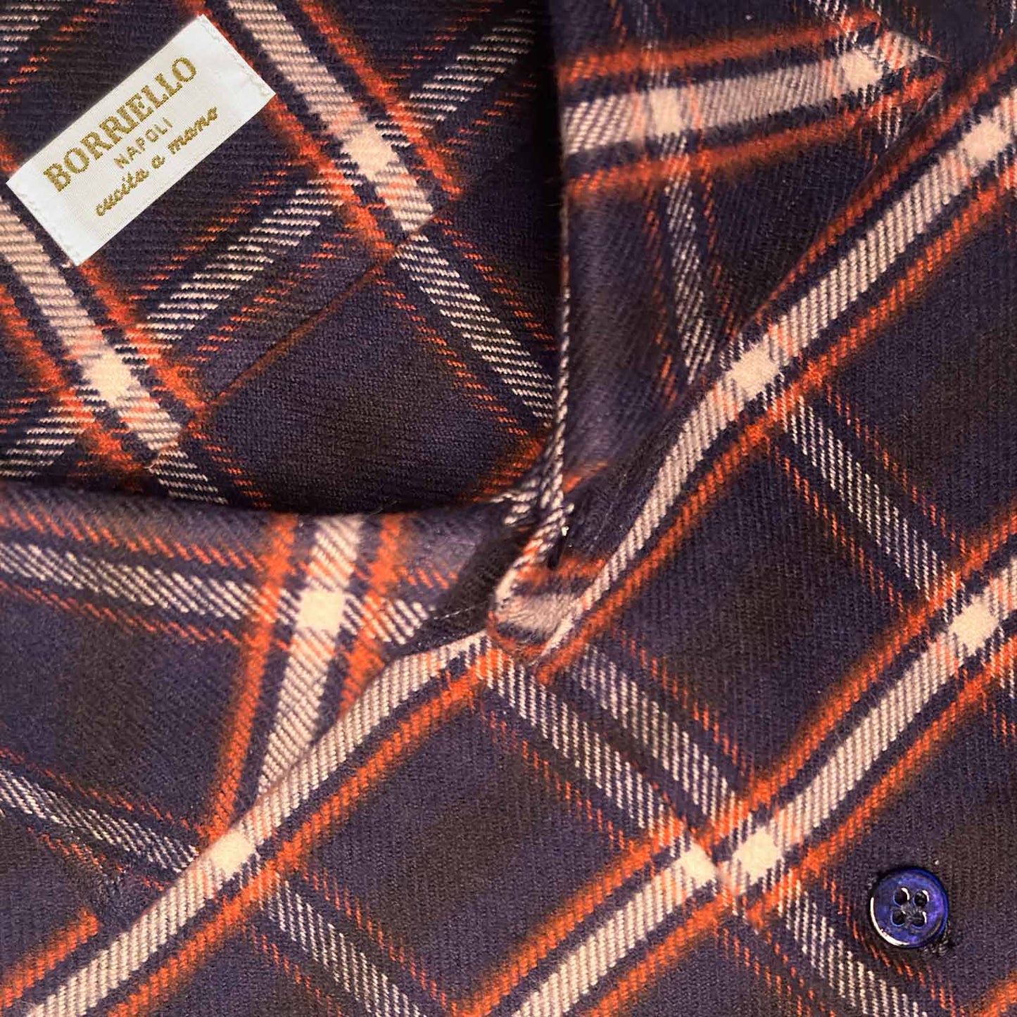 Windowpane Shirt For Men Navy Blue Heavy Cotton Flannel