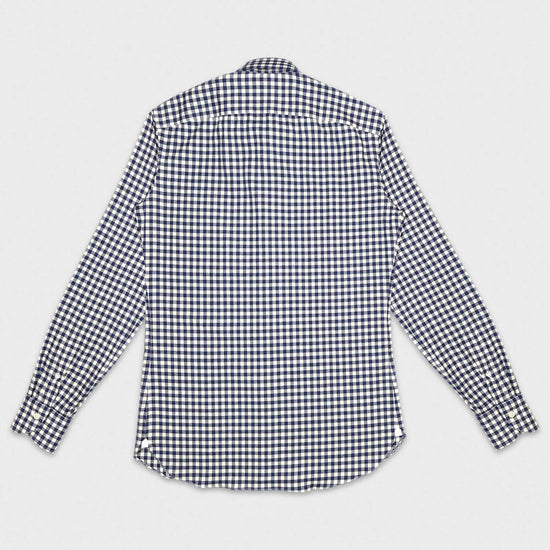 Cobalt Blue Cotton Flannel Checked Shirt Borriello Napoli