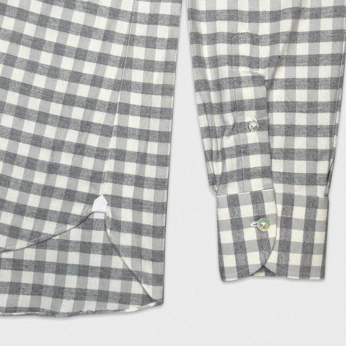 Greige Cotton Flannel Checked Shirt Borriello Napoli.