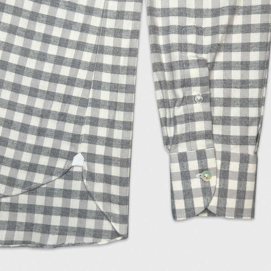 Greige Cotton Flannel Checked Shirt Borriello Napoli.