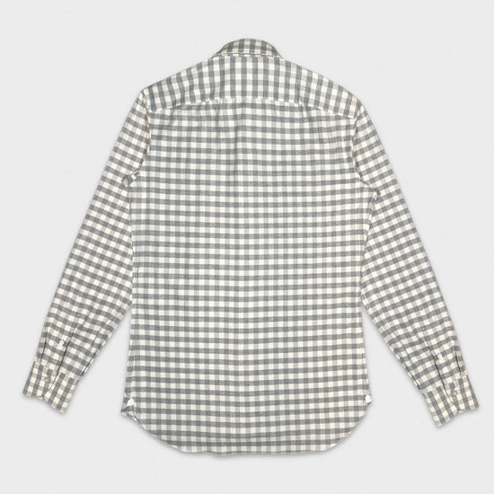 Greige Cotton Flannel Checked Shirt Borriello Napoli.