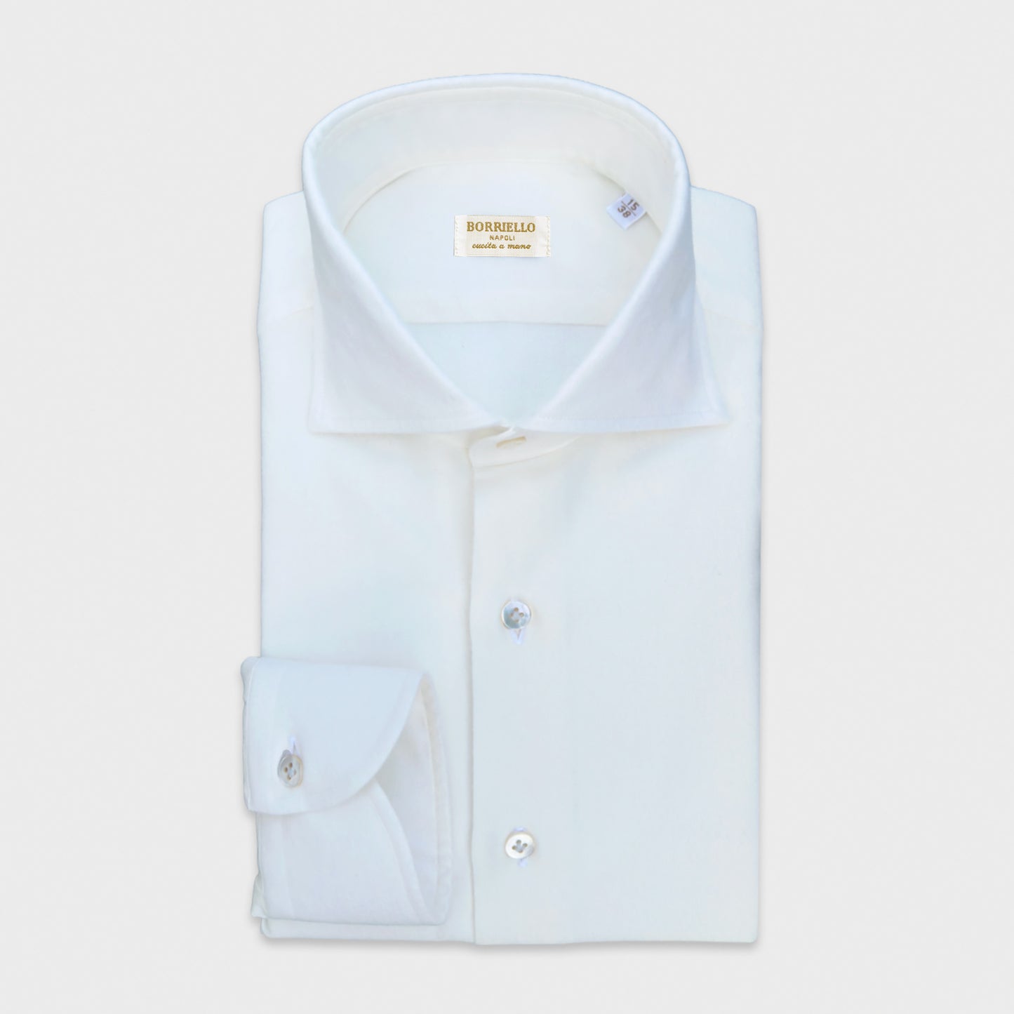 Men's Cotton Cashmere Shirt Ivory White Hand Made in Italy. Refined men's cotton cashmere shirt ivory white, ideal for sporty outfits with a tie or sweater, Wools Boutique Uomo men's tailoring shirts store in geneva swisse