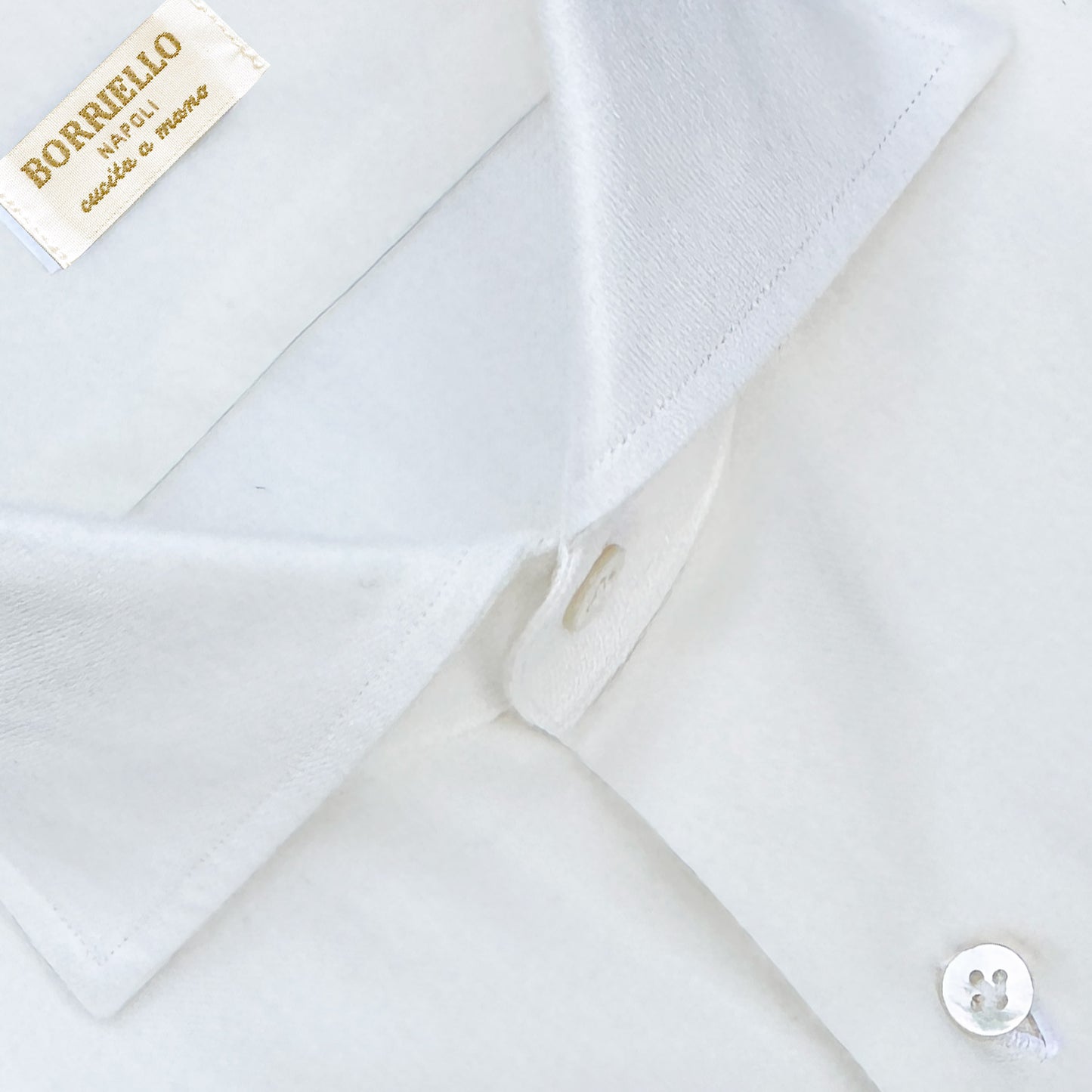 Men's Cotton Cashmere Shirt Ivory White Hand Made in Italy