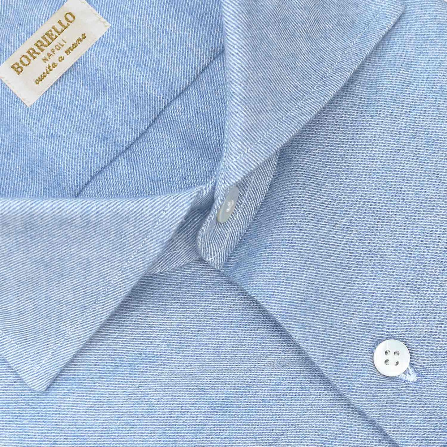 Men's Cotton Cashmere Shirt Light Blue Hand Made in Italy ideal for sporty outfits with a tie or sweater, Wools Boutique Uomo men's shirts shop in geneva