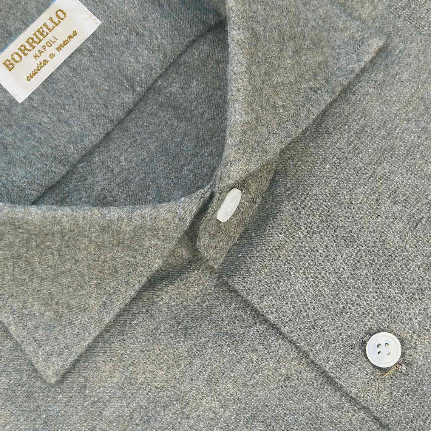 Men's Cotton Cashmere Shirt Sage Green Hand Made in Italy