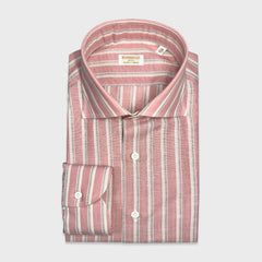 Borriello Cotton Linen Multi Striped Shirt Antique Pink
