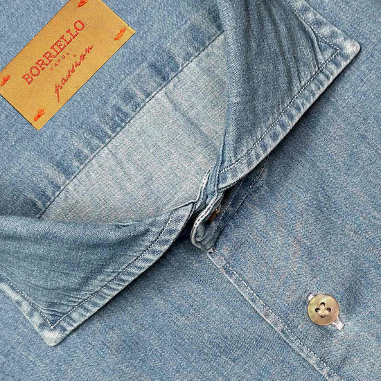 Borriello Light Blue Classic Denim Shirt-Wools Boutique Uomo