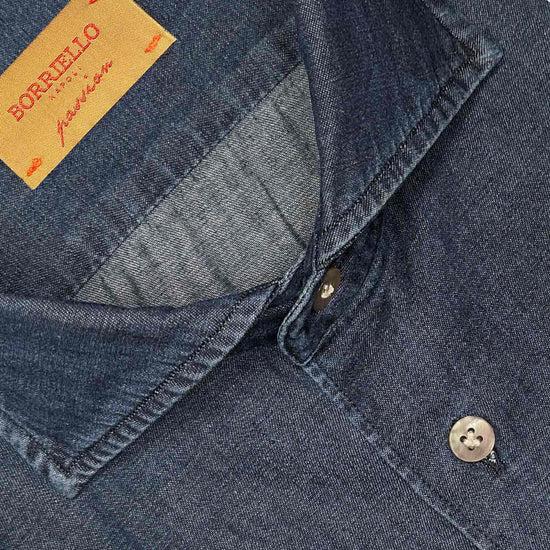 Borriello Dark Blue Classic Denim Shirt-Wools Boutique Uomo