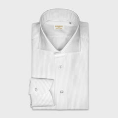 Chemise Borriello en popeline de coton à micro-rayures classiques bleu marine