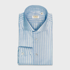 Borriello Super Oxford Cotton Shirt Striped Light Blue