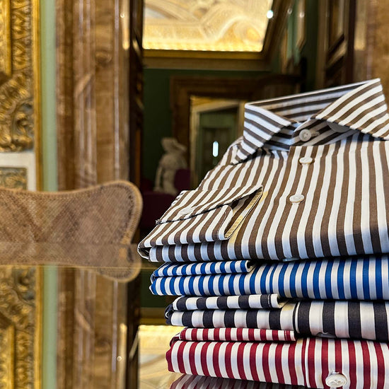 The history of Borriello shirts begins a laboratory in the center of Naples, since 1977 the culture of handmade shirts and the choice of high quality fabrics create a refined timeless suggestion. Excellent family craftsmanship that following the great tradition of handmade Neapolitan sartorial shirts, synonymous with high quality and elegance.