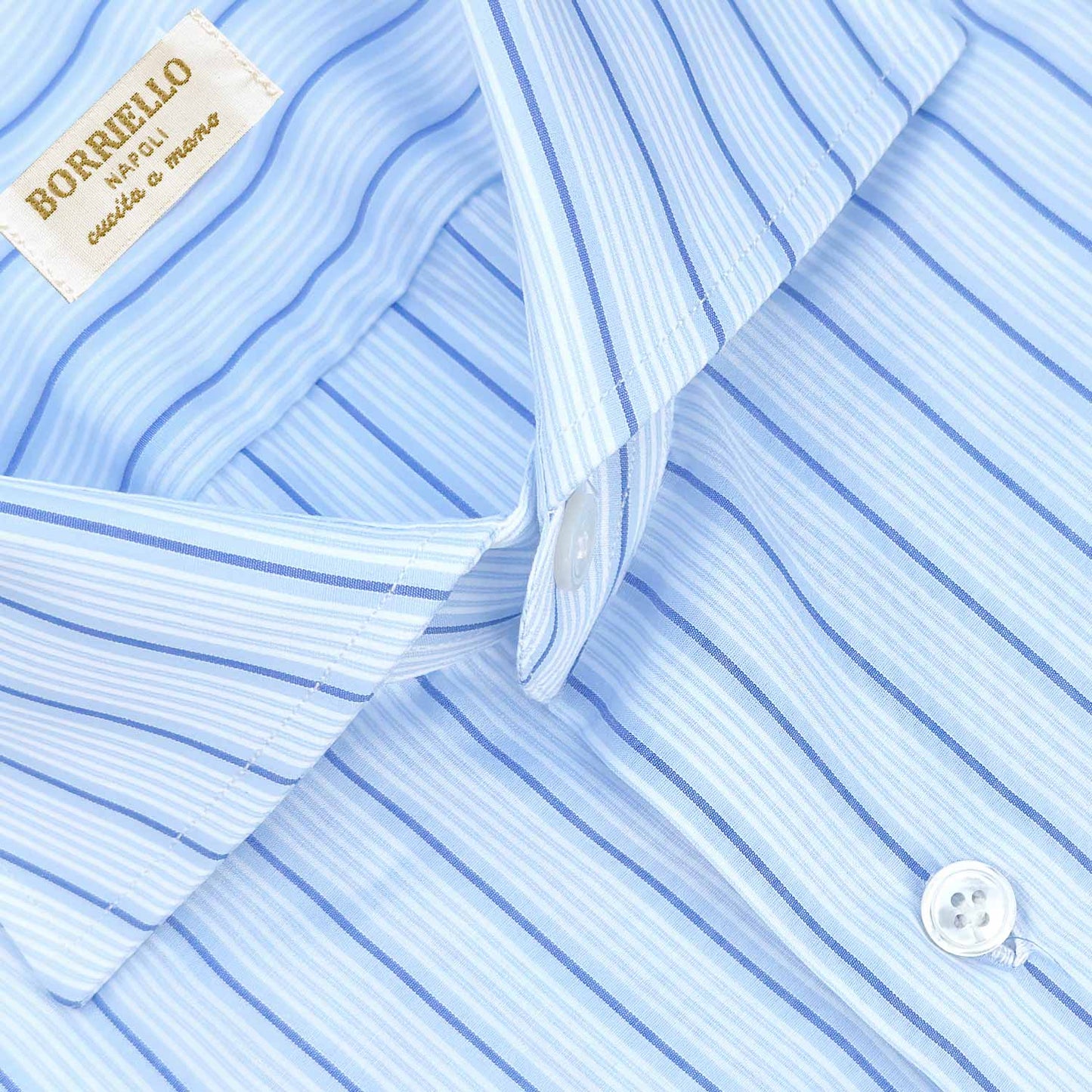 Classic Men's Multi Striped Shirt Poplin Cotton Hand Made in Italy. Men's classic shirts shop geneva in Wools Boutique Uomo luxury men's clothing in geneva