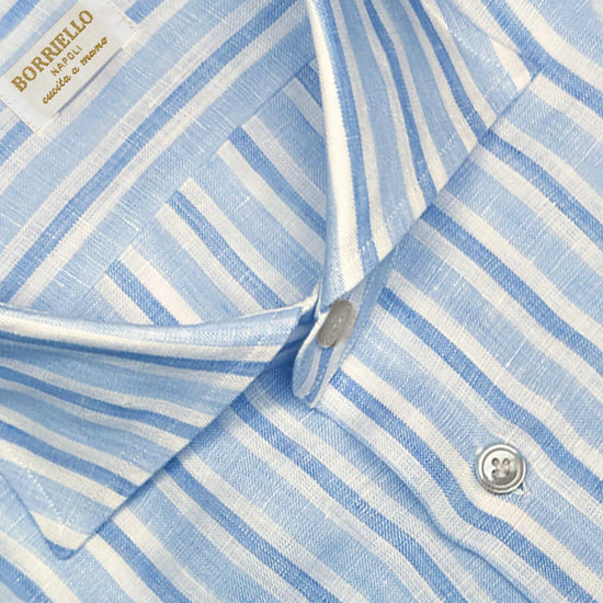 Classic Striped Linen Shirt Hand Made in Italy Shop Geneva
