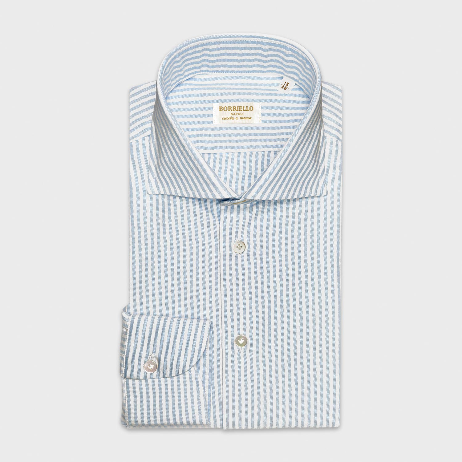Tシャツ・カットソー BORRIELLO FW24 Striped cotton shirt (1401 34) Striped Cotton Oxford Shirt Borriello Napoli – Wools