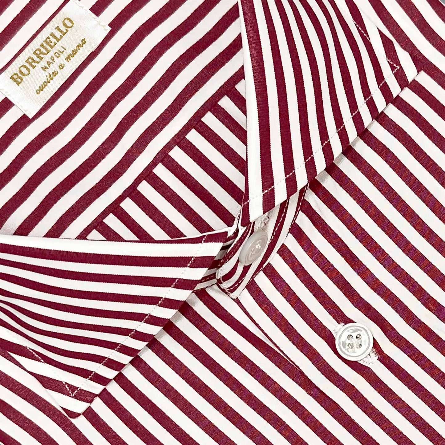 Borriello Burgundy Red Striped Shirt Popeline Cotton-Wools Boutique Uomo